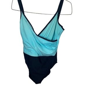 Trim Shaper Blue Black one Piece Swimsuit size 16